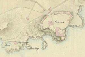 Duino in una mappa dell'anno 1824; Lacus Timavi; lacus