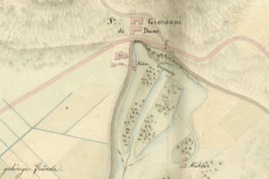 risorgive del Timavo presso San Giovanni di Duino, in una mappa del 1824; Lacus Timavi; lacus