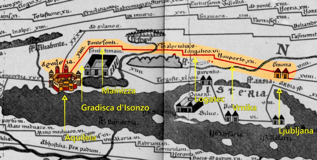 Percorsi di pietra; Farra d'Isonzo; Pons Sonti; Mainizza; Lubiana; Farra