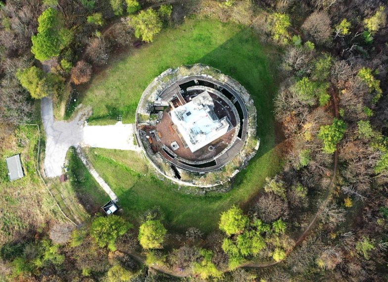 Rocca di Monfalcone rappresentata in un ortofoto da drone.